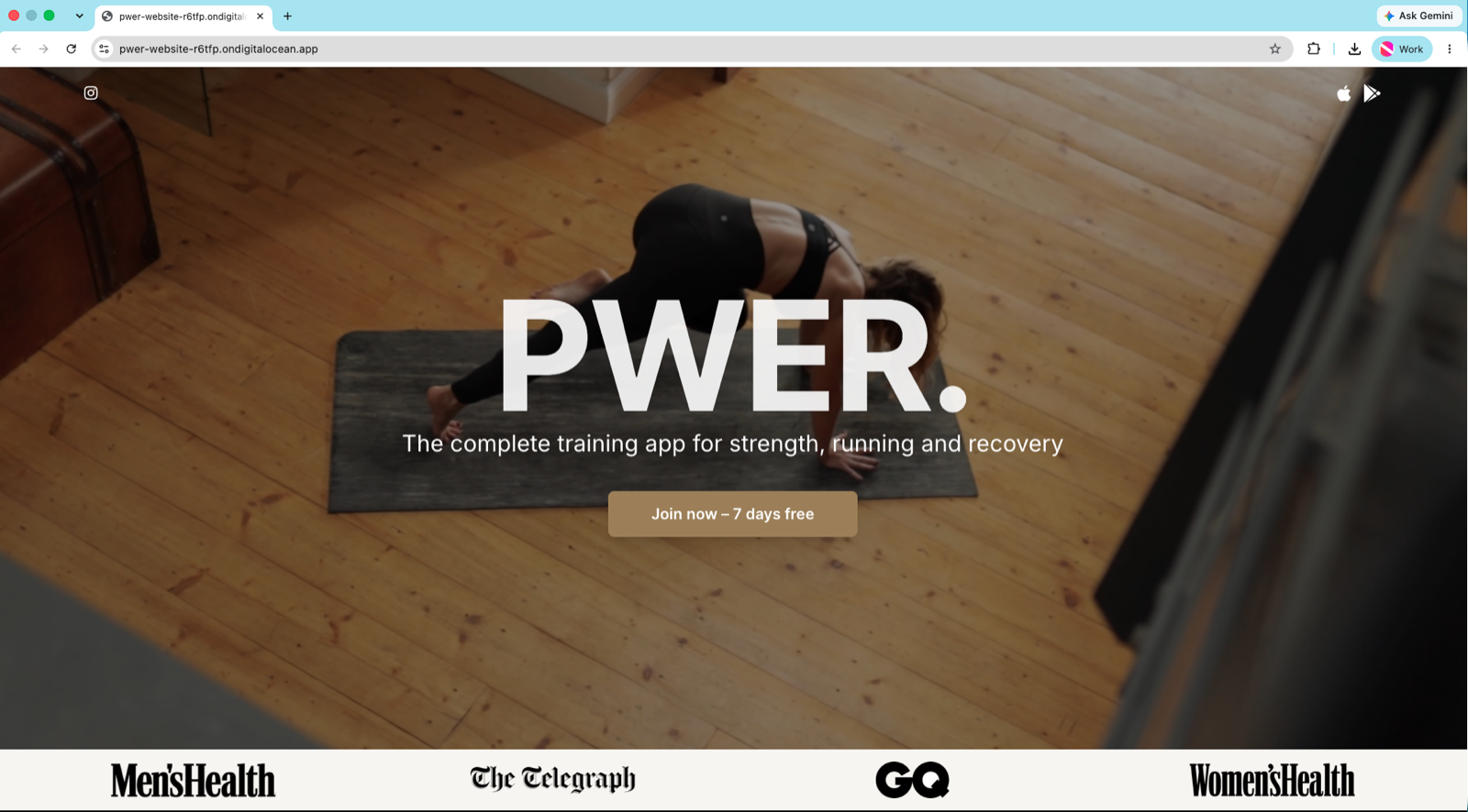 PWER website homepage